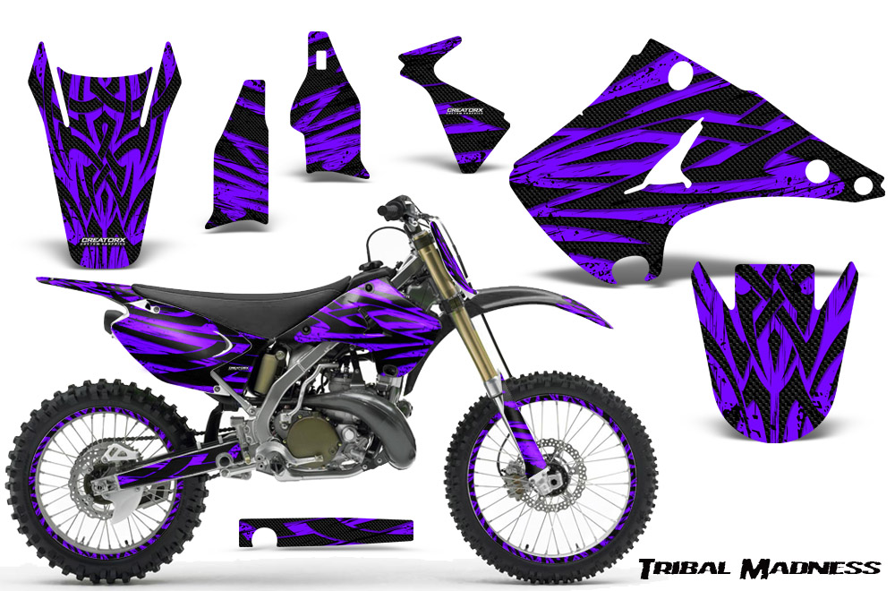 Kawasaki KX125 KX250 03-12 Graphics Kit Tribal Madness Purple NP Rims